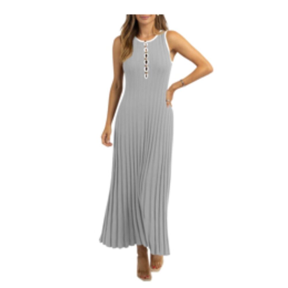 Gray Sleeveless Maxi Dress, SMALL, 5M-138D005